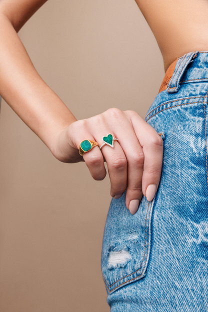 MALACHITE SQUARE PINKY RING