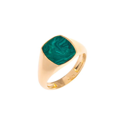 MALACHITE SQUARE PINKY RING