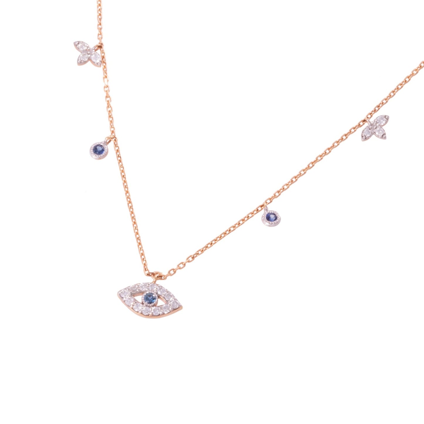 THE EYE AND FLOWERS CHARM NECKLACE